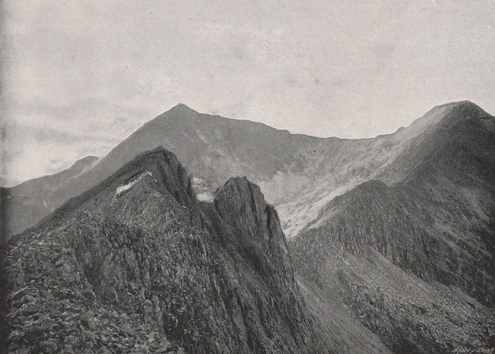 WALES. Snowdon and Crib Coch 1900 old antique vintage print picture